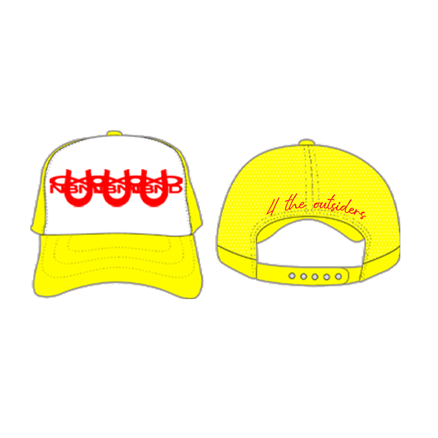 TRIPLE LOGO TRUCKER HAT YELLOW