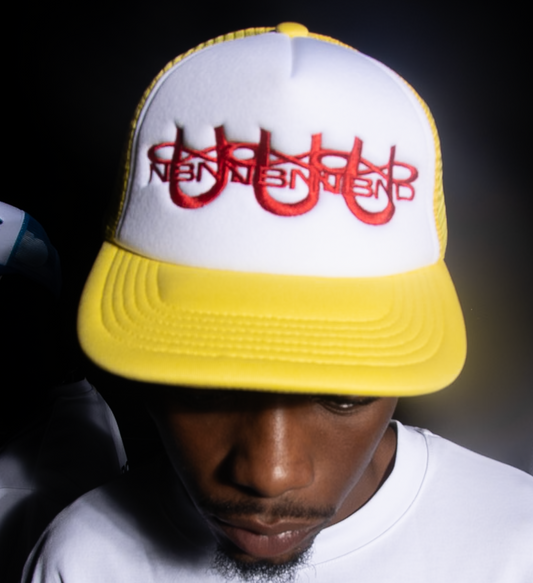 TRIPLE LOGO TRUCKER HAT YELLOW