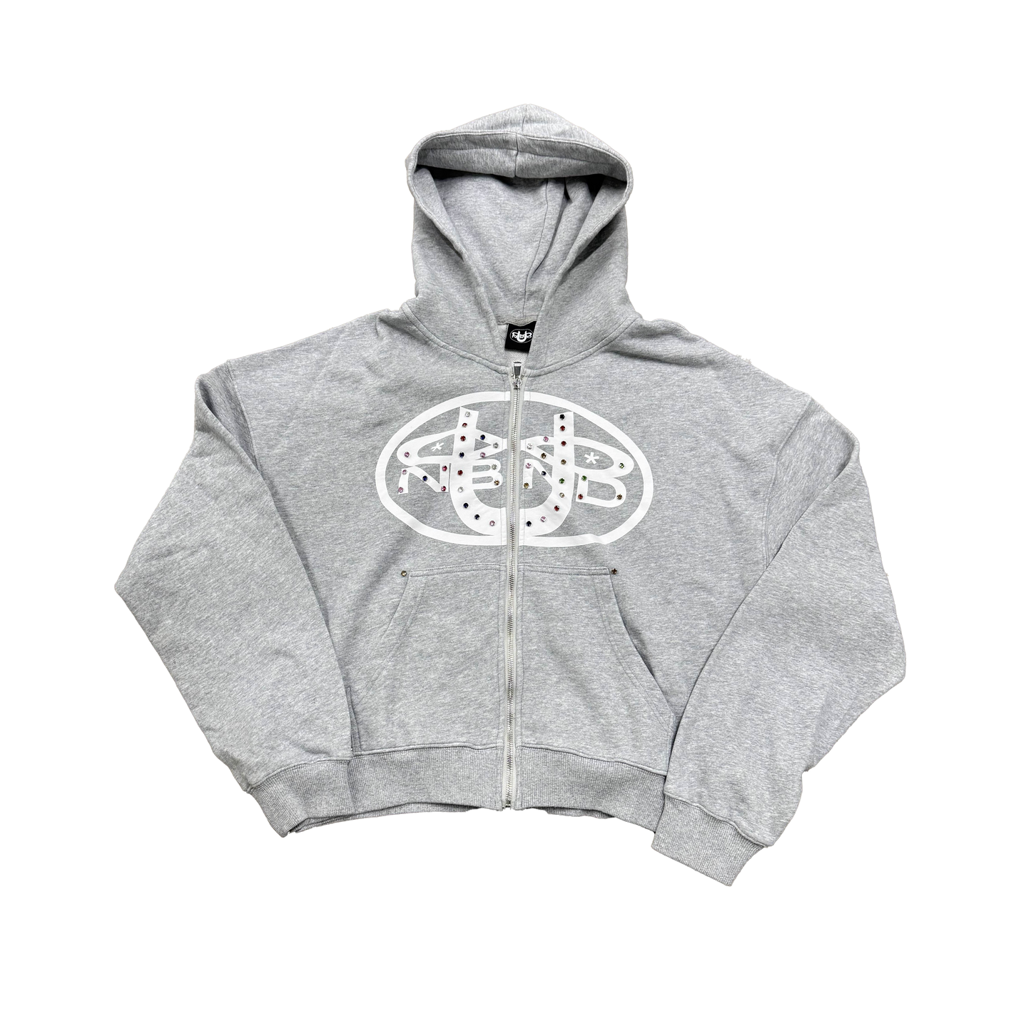 FRENCH COTTON RHINESTONE LOGO HOODIE